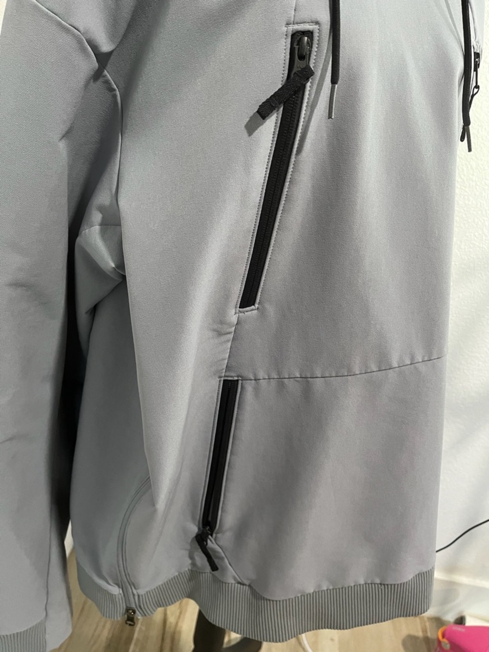The North Face Light Gray Pullover Jacket with Black Zippers - Picture 2 of 3